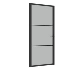 Notranja vrata 76x201,5 cm črno mat steklo in aluminij