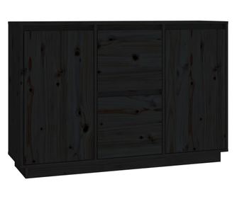 fekete tömör fenyőfa tálalószekrény 111 x 34 x 75 cm