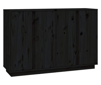 fekete tömör fenyőfa tálalószekrény 120x35x80 cm