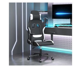 Herní židle s otočnou funkcí, černobílá, látková