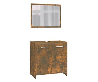 Set de mobilier de baie, stejar fumuriu, lemn prelucrat