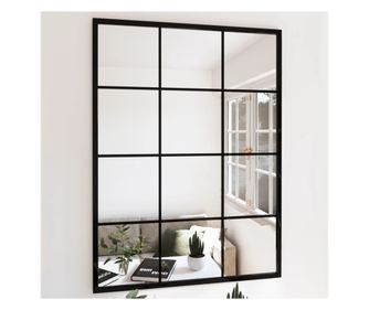 Стенно огледало, черно, 80 x 60 см, метал