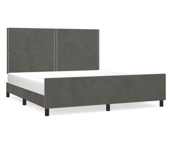 Рамка за легло с табла, тъмносива, 160x200 см, кадифе