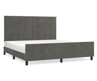 Рамка за легло с табла, тъмносива, 180x200 см, кадифе
