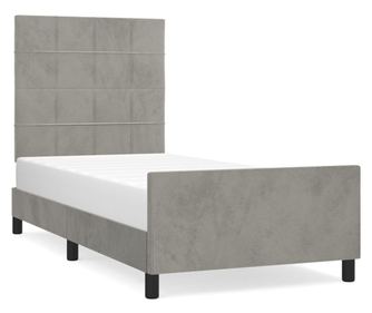 Рамка за легло с табла, светлосива, 90x190 см, кадифе