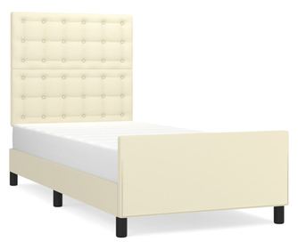 Рамка за легло с табла, кремава, 90x190 см, изкуствена кожа