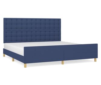 Рамка за легло с табла, синя, 200x200 см, плат