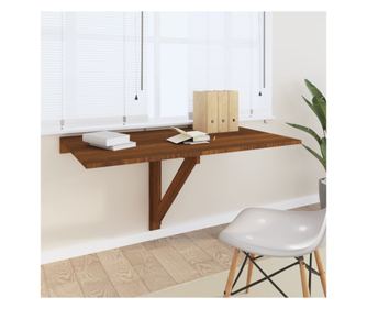 Skládací nástěnný stůl z hnědého dubu 100x60x56 cm z kompozitního dřeva