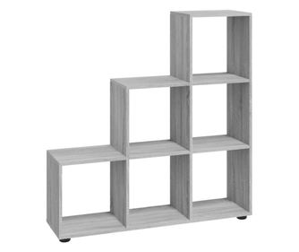 szürke sonoma színű szerelt fa lépcsős könyvespolc 107 cm