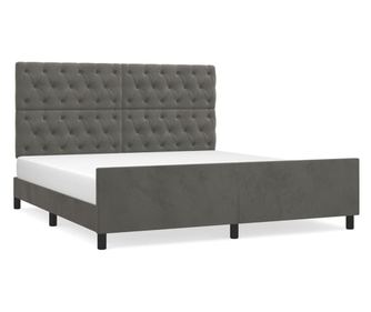Рамка за легло с табла, тъмносива, 160x200 см, кадифе