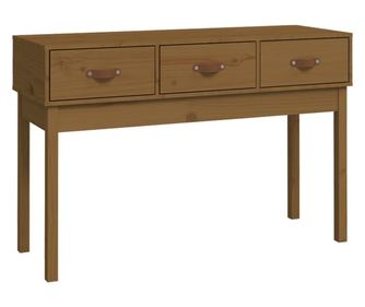 Masa consola, maro miere, 114x40x75 cm, lemn masiv de pin