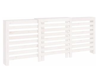 Параван за радиатор бял 210x21x85 см борово дърво масив