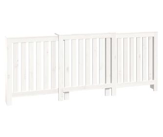 Параван за радиатор бял 210x21x85 см борово дърво масив