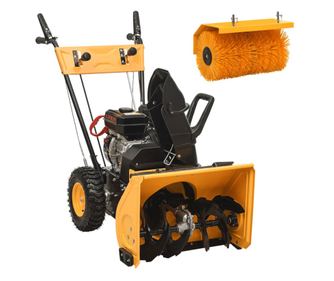 vidaXL Set freză de zăpadă cu mașină de măturat 4 în 1, benzină 6,5 CP