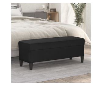 Klupa, crna, 100x35x41 cm, umjetna koža