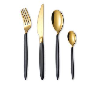 Set tacamuri din inox 24 piese, Grunberg BL386BG24 (auriu+negru)