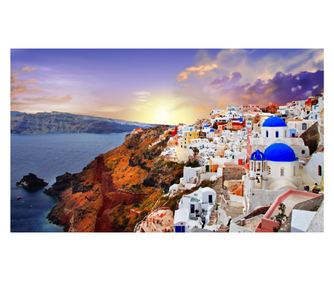 Samolepilna in pralna stenska fototapeta Santorini v sončnem zahodu, 300 x 200 cm
