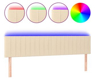 LED горна табла за легло, кремава, 160x5x78/88 см, плат