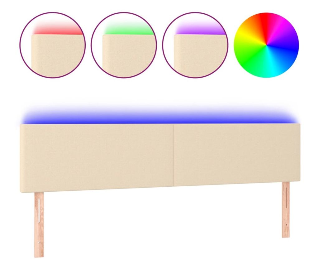 LED uzglavlje krem 200x5x78/88 cm od tkanine 