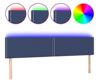 LED горна табла за легло, синя, 180x5x78/88 см, плат