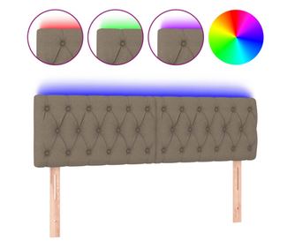 LED горна табла за легло, таупе, 144x7x78/88 см, плат