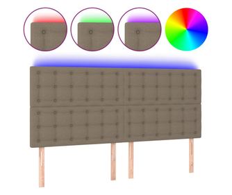 LED горна табла за легло, таупе, 180x5x118/128 см, плат