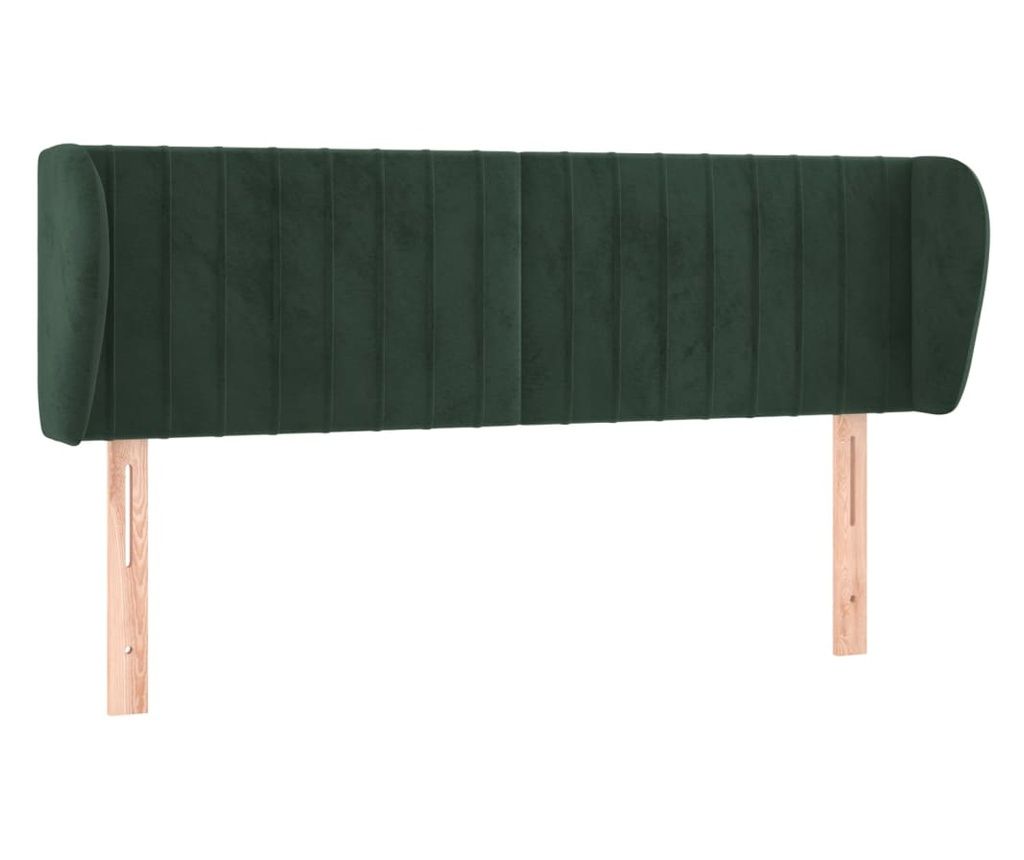 Uzglavlje s ušima tamnozeleno 147x23x78/88 cm baršunasto 