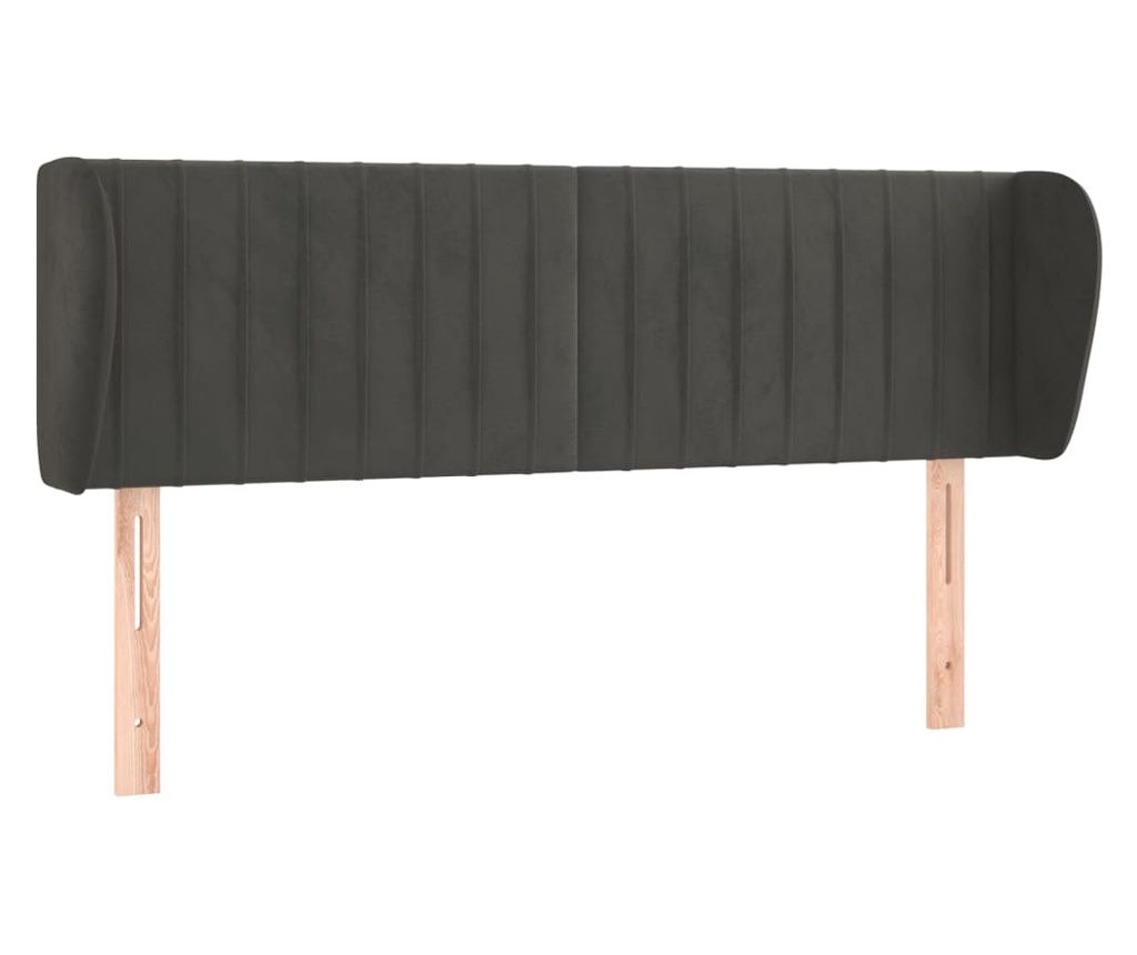 Uzglavlje s ušima tamnosivo 147x23x78/88 cm baršunasto 