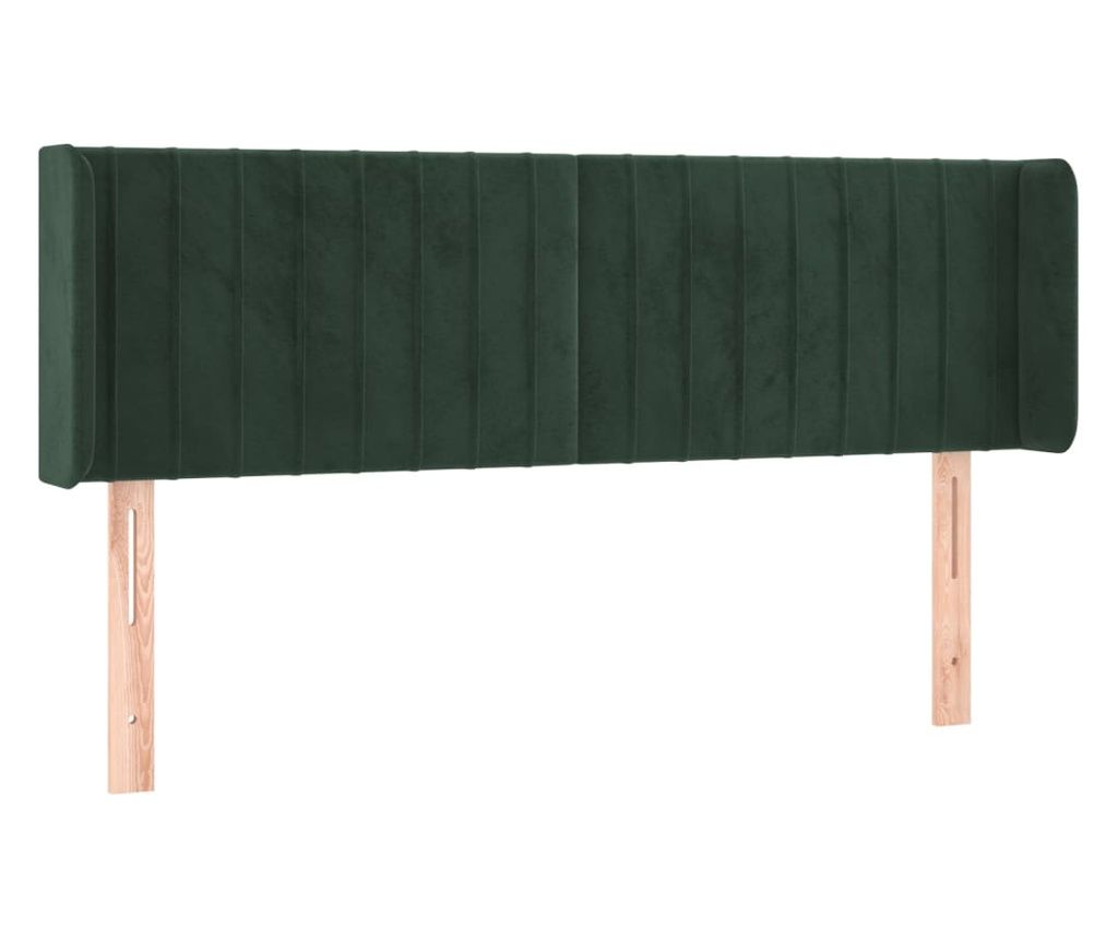 Uzglavlje s ušima tamnozeleno 147x16x78/88 cm baršunasto 