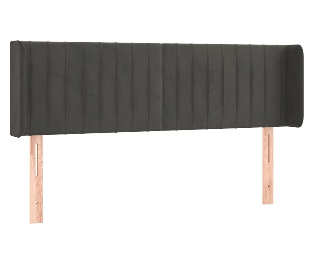 Uzglavlje s ušima tamnosivo 147x16x78/88 cm baršunasto 