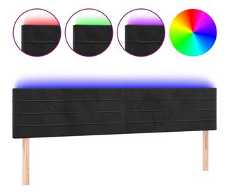 LED горна табла за легло, черна, 200x5x78/88 см, кадифе