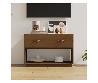 ТВ шкаф, меденокафяв, 90x40x60 см, масивна борова дървесина