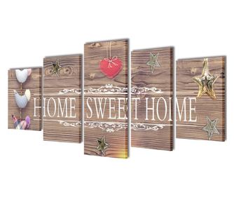 Sada obrazů, tisk na plátně, Home Sweet Home, 100 x 50 cm