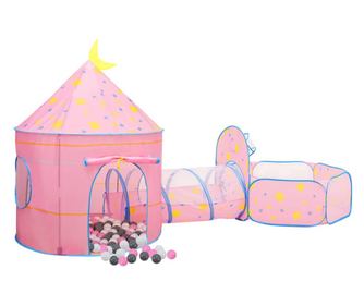 Dětský hrací stan s 250 míčky, růžový, 301x120x128 cm