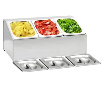 Gastronorm edny 3 rekesszel GN 1/6 rozsdamentes acl