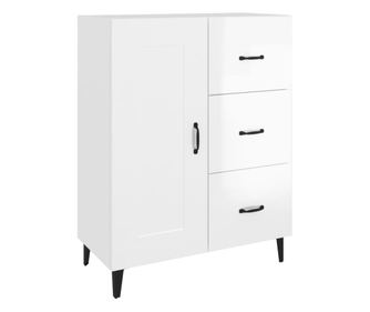 Сайдборд, бял гланц, 69,5x34x90 см, инженерно дърво