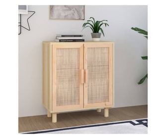 Stojalo, rjavo, 60x30x70 cm, masivno borovo les in naravni ratan