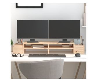 Стойка за монитор, 100x27,5x15 см, масивна борова дървесина