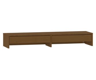 Поставка за монитор, меденокафява, 100x27x15 см, бор масив