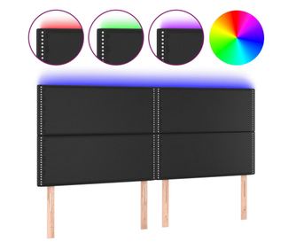 LED горна табла за легло,черна,160x5x118/128см, изкуствена кожа