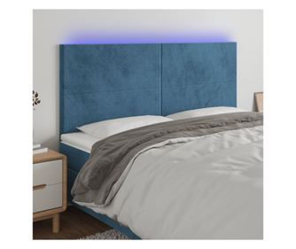 Krevetna ploča s LED-om, tamnoplava, 160x5x118/128cm, baršun