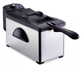 Friteuza Rosberg Premium RP51980P, 2000W, 3 litri, complet detasabila, inox / negru