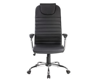 Scaun de birou Limasol, tetiera integrata, piele ecologica, negru