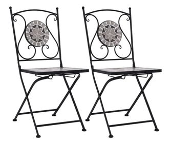 Bistro stoli s mozaikom, 2 kosi, sivi