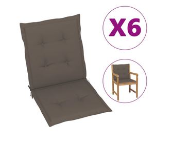 Градински възглавнички за столове, 6 бр., сиво-кафяви, 100x50x3 см