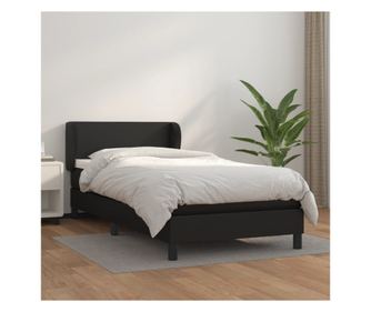 Континентално легло с матрак, черно, 80x200 см, еко кожа