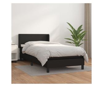 Континентално легло с матрак, черно, 80x200 см, еко кожа