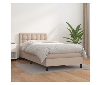 Кутия за пружини за легло с матрак, капучино, 100x200 см изкуствена кожа