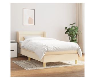 Боксспринг легло с матрак, крем, 80x200 см, текстил