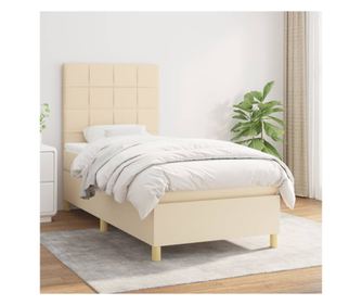 Боксспринг легло с матрак, крем, 80x200 см, текстил